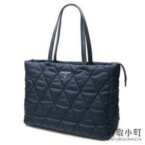 Prada Tessuto Bomber Quilted Tote Bag Dark Blue Shoulder Shopping